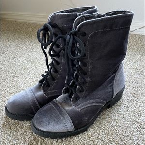 Women’s Gray Velvet Boots | Size 10